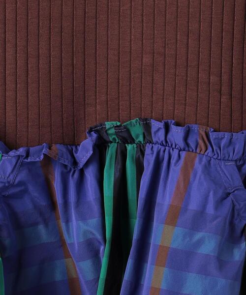 green label relaxing（グリーンレーベルリラクシング）の「TJ テレコ×タフタ チェック ロングワンピース 140cm-160cm（ワンピース・キッズ・ブラウン/ブラック・160cm/150cm/140cm）」の13枚目の写真