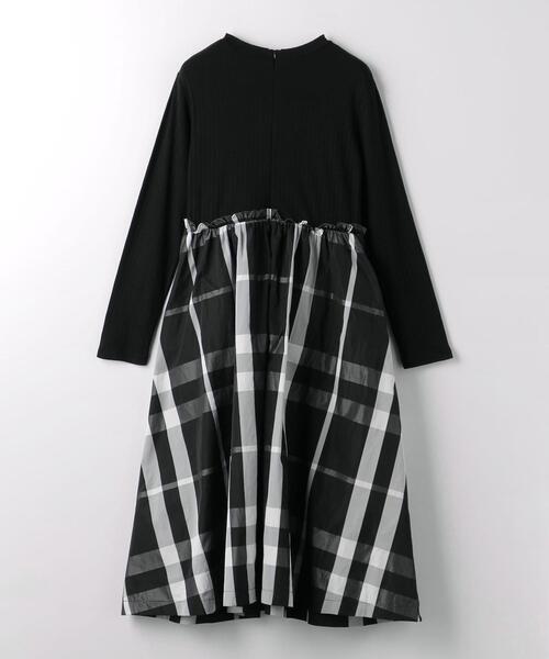 green label relaxing（グリーンレーベルリラクシング）の「TJ テレコ×タフタ チェック ロングワンピース 140cm-160cm（ワンピース・キッズ・ブラウン/ブラック・160cm/150cm/140cm）」の9枚目の写真