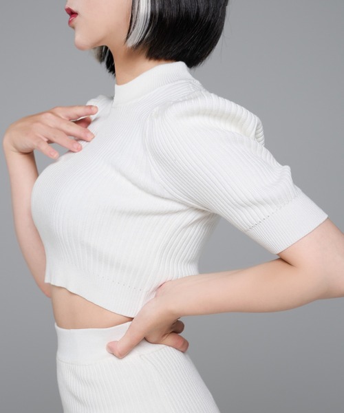 adree(アドリー)の「puff sleeve knit/パフスリーブニット(ニット/セーター・レディース・ブラック/ホワイト・SMALL/MEDIUM)」の4枚目の写真