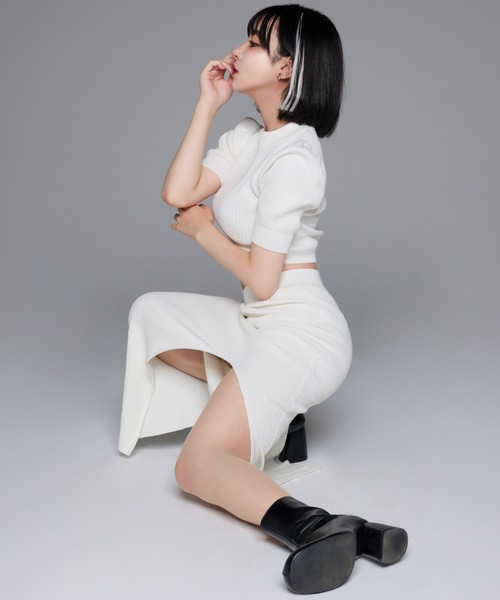 adree(アドリー)の「puff sleeve knit/パフスリーブニット(ニット/セーター・レディース・ブラック/ホワイト・SMALL/MEDIUM)」の7枚目の写真