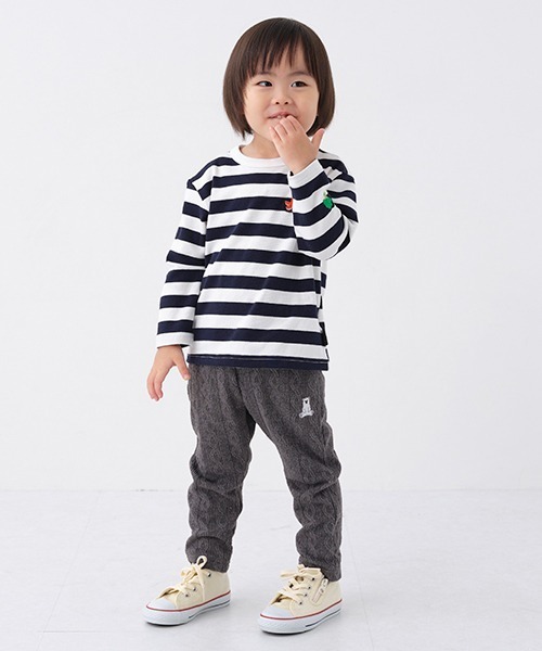 kladskap（クレードスコープ）の「クマワンポイントケーブルJQロング丈レギパン（レギンス/スパッツ・キッズ・チャコール/ブルー・80ｃｍ/90cm/100cm/110cm）」の2枚目の写真