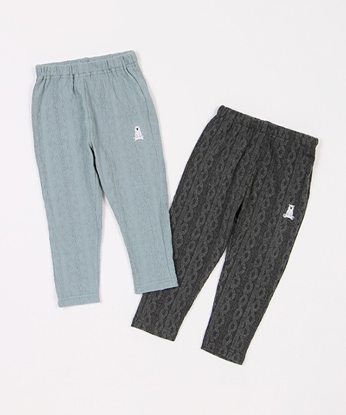 kladskap（クレードスコープ）の「クマワンポイントケーブルJQロング丈レギパン（レギンス/スパッツ・キッズ・チャコール/ブルー・80ｃｍ/90cm/100cm/110cm）」の15枚目の写真