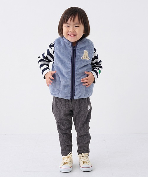 kladskap（クレードスコープ）の「クマワンポイントケーブルJQロング丈レギパン（レギンス/スパッツ・キッズ・チャコール/ブルー・80ｃｍ/90cm/100cm/110cm）」の17枚目の写真