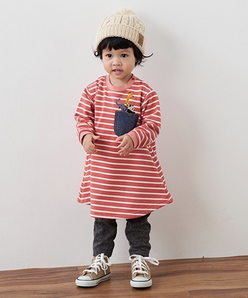 kladskap（クレードスコープ）の「クマワンポイントケーブルJQロング丈レギパン（レギンス/スパッツ・キッズ・チャコール/ブルー・80ｃｍ/90cm/100cm/110cm）」の4枚目の写真