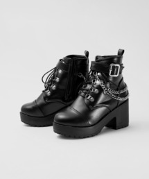 LOVEHUNTER レースアップチェーンベルトブーツ
