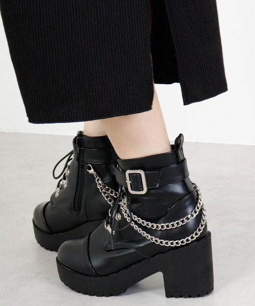 【セール】LOVEHUNTER レースアップチェーンベルトブーツ（ブーツ）｜LOVEHUNTER（ラブハンター）