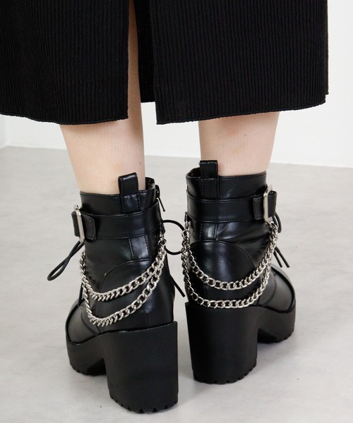【セール】LOVEHUNTER レースアップチェーンベルトブーツ（ブーツ）｜LOVEHUNTER（ラブハンター）