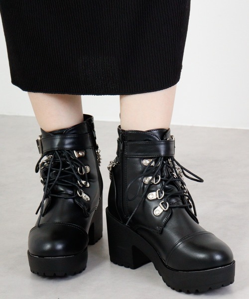 【セール】LOVEHUNTER レースアップチェーンベルトブーツ（ブーツ）｜LOVEHUNTER（ラブハンター）