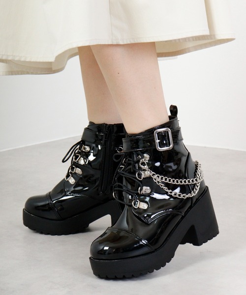 【セール】LOVEHUNTER レースアップチェーンベルトブーツ（ブーツ）｜LOVEHUNTER（ラブハンター）
