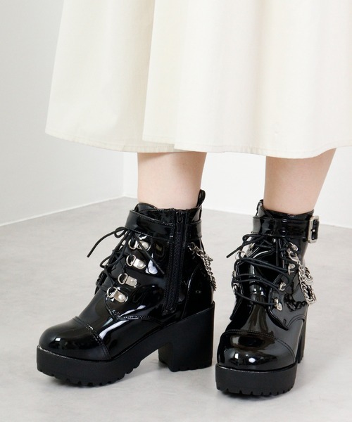 【セール】LOVEHUNTER レースアップチェーンベルトブーツ（ブーツ）｜LOVEHUNTER（ラブハンター）