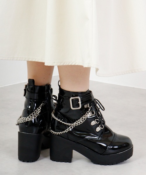 【セール】LOVEHUNTER レースアップチェーンベルトブーツ（ブーツ）｜LOVEHUNTER（ラブハンター）