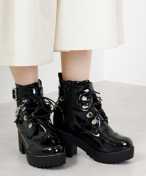 【セール】LOVEHUNTER レースアップチェーンベルトブーツ（ブーツ）｜LOVEHUNTER（ラブハンター）