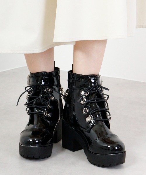 【セール】LOVEHUNTER レースアップチェーンベルトブーツ（ブーツ）｜LOVEHUNTER（ラブハンター）