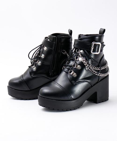 【セール】LOVEHUNTER レースアップチェーンベルトブーツ（ブーツ）｜LOVEHUNTER（ラブハンター）