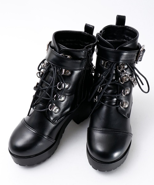 【セール】LOVEHUNTER レースアップチェーンベルトブーツ（ブーツ）｜LOVEHUNTER（ラブハンター）