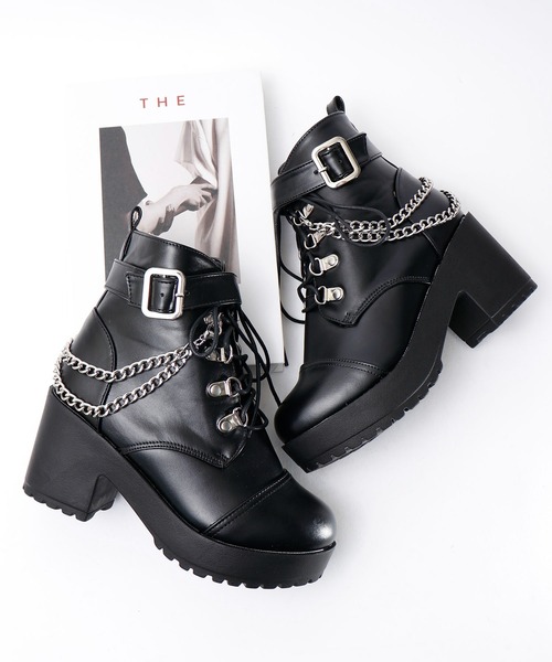 【セール】LOVEHUNTER レースアップチェーンベルトブーツ（ブーツ）｜LOVEHUNTER（ラブハンター）