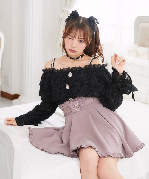 ROJITA(ロジータ)の「パール肩紐オフショルフェザーブラウス(シャツ/ブラウス・レディース・ブラック/ピンク/アイボリー・FREE)」の4枚目の写真