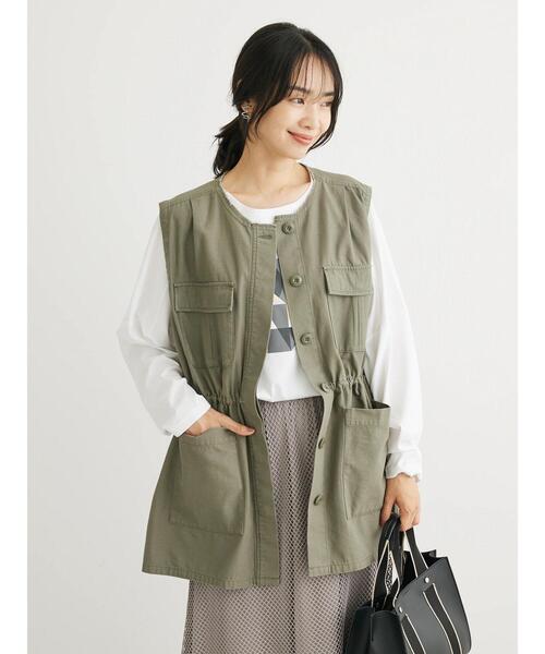 Sugar spoon（シュガースプーン）の「・SUGAR　SPOON　ノーカラーミリタリーベスト（ベスト・レディース・チャコールグレー/カーキ/ブラック・FREE）」の6枚目の写真