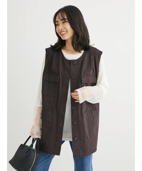 Sugar spoon（シュガースプーン）の「・SUGAR　SPOON　ノーカラーミリタリーベスト（ベスト・レディース・チャコールグレー/カーキ/ブラック・FREE）」の10枚目の写真