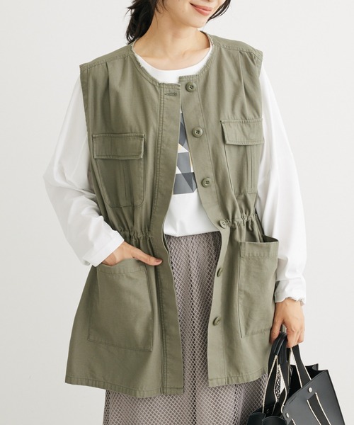 Sugar spoon（シュガースプーン）の「・SUGAR　SPOON　ノーカラーミリタリーベスト（ベスト・レディース・チャコールグレー/カーキ/ブラック・FREE）」の3枚目の写真