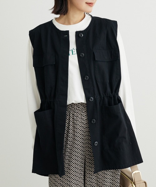 Sugar spoon（シュガースプーン）の「・SUGAR　SPOON　ノーカラーミリタリーベスト（ベスト・レディース・チャコールグレー/カーキ/ブラック・FREE）」の2枚目の写真