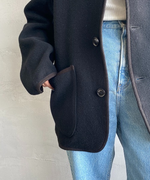 DANTON（ダントン）の「[DANTON/ダントン] ウールライトパイル カバーオールジャケット（カバーオール・レディース・ブラック/ベージュ/グレー・42/40）」の6枚目の写真