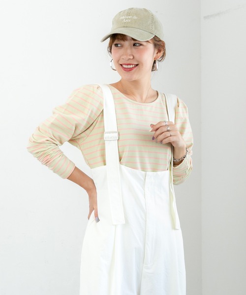 PICHI(ピイチ)の「前後2wayパフスリーブボーダーロンTee(Tシャツ/カットソー・レディース・ピンク/グレー/グリーン・FREE)」の14枚目の写真