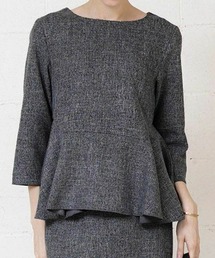 ツイードペプラムトップス