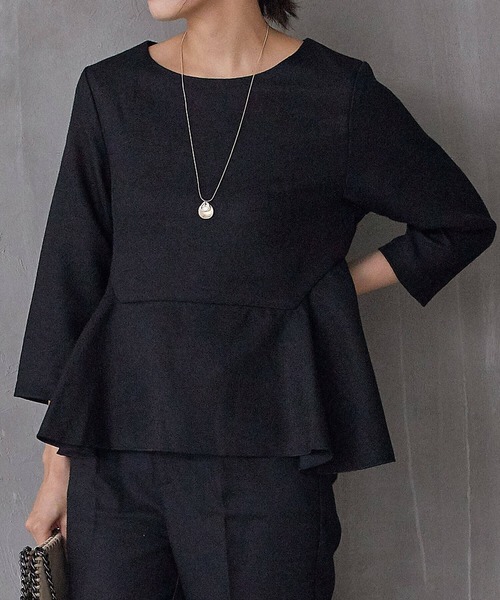 aquagarage（アクアガレージ）の「ツイードペプラムトップス（シャツ/ブラウス・レディース・グレー/チャコール/ブラック/オフホワイト・M/S/L）」の3枚目の写真