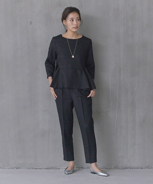 aquagarage（アクアガレージ）の「ツイードペプラムトップス（シャツ/ブラウス・レディース・グレー/チャコール/ブラック/オフホワイト・M/S/L）」の5枚目の写真