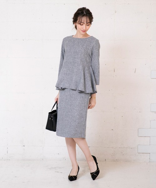 aquagarage（アクアガレージ）の「ツイードペプラムトップス（シャツ/ブラウス・レディース・グレー/チャコール/ブラック/オフホワイト・M/S/L）」の7枚目の写真