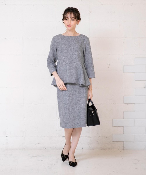 aquagarage（アクアガレージ）の「ツイードペプラムトップス（シャツ/ブラウス・レディース・グレー/チャコール/ブラック/オフホワイト・M/S/L）」の8枚目の写真