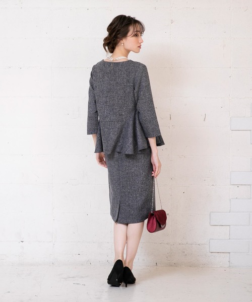aquagarage（アクアガレージ）の「ツイードペプラムトップス（シャツ/ブラウス・レディース・グレー/チャコール/ブラック/オフホワイト・M/S/L）」の9枚目の写真