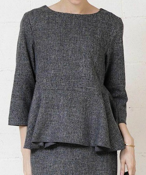 aquagarage（アクアガレージ）の「ツイードペプラムトップス（シャツ/ブラウス・レディース・グレー/チャコール/ブラック/オフホワイト・M/S/L）」の15枚目の写真