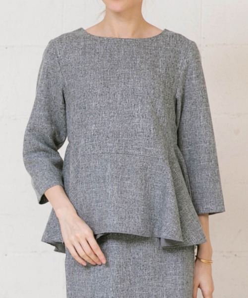 aquagarage（アクアガレージ）の「ツイードペプラムトップス（シャツ/ブラウス・レディース・グレー/チャコール/ブラック/オフホワイト・M/S/L）」の16枚目の写真
