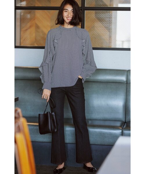 OPAQUE.CLIP（オペークドットクリップ）の「◆フリルスリーブイージーケアブラウス【洗濯機洗い可】（シャツ/ブラウス・レディース・グリーン/ブラック/ブラック系/オフホワイト・38/40/42/36）」の5枚目の写真