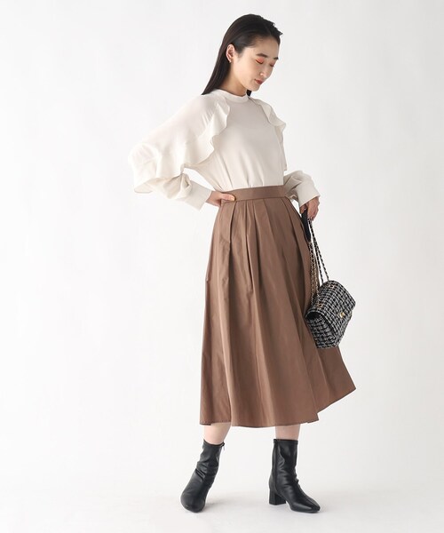 OPAQUE.CLIP（オペークドットクリップ）の「◆フリルスリーブイージーケアブラウス【洗濯機洗い可】（シャツ/ブラウス・レディース・グリーン/ブラック/ブラック系/オフホワイト・38/40/42/36）」の7枚目の写真