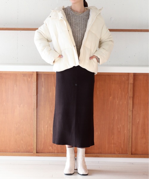 MAISON BREEZE(メゾンブリーズ)の「【MAISON BREEZE】フード付き中綿ボリュームジャケット KNF037(ダウンジャケット/コート・レディース・ベージュ/ホワイト/ブラック・FREE)」の18枚目の写真