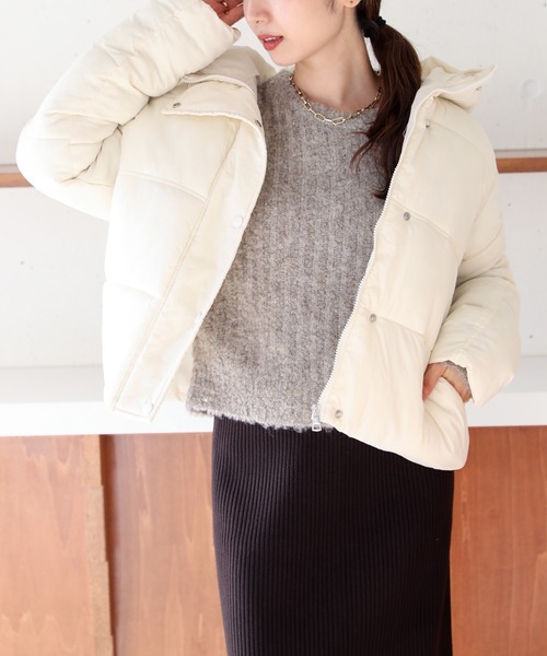 MAISON BREEZE(メゾンブリーズ)の「【MAISON BREEZE】フード付き中綿ボリュームジャケット KNF037(ダウンジャケット/コート・レディース・ベージュ/ホワイト/ブラック・FREE)」の12枚目の写真