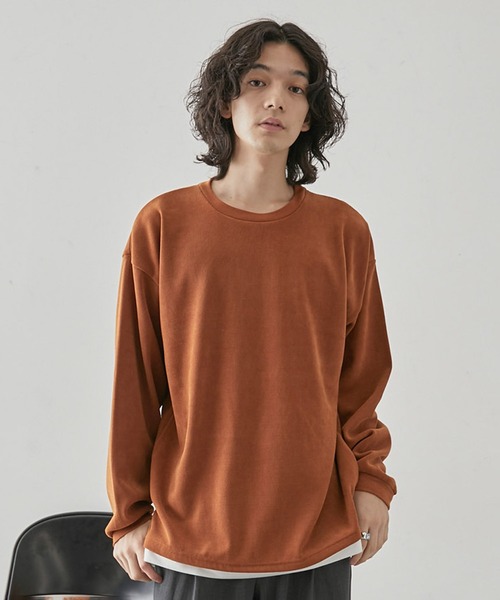 JUNRED(ジュンレッド)の「カットコールフェイクレイヤードプルオーバー(Tシャツ/カットソー・メンズ・ベージュ/オレンジ/グリーン/ブルー・L/LL/M)」の2枚目の写真