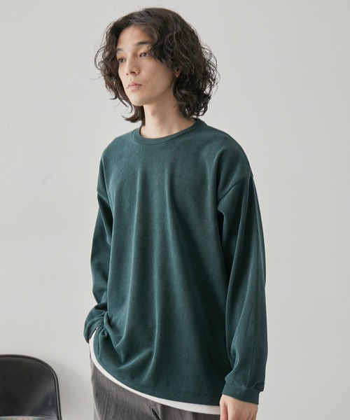 JUNRED(ジュンレッド)の「カットコールフェイクレイヤードプルオーバー(Tシャツ/カットソー・メンズ・ベージュ/オレンジ/グリーン/ブルー・L/LL/M)」の3枚目の写真