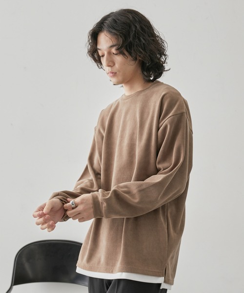 JUNRED(ジュンレッド)の「カットコールフェイクレイヤードプルオーバー(Tシャツ/カットソー・メンズ・ベージュ/オレンジ/グリーン/ブルー・L/LL/M)」の5枚目の写真