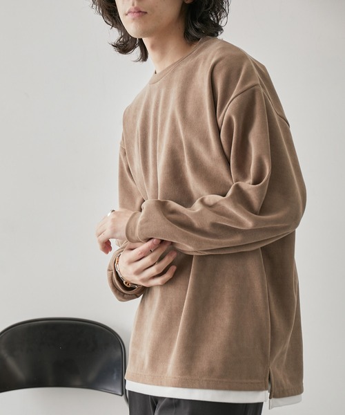JUNRED(ジュンレッド)の「カットコールフェイクレイヤードプルオーバー(Tシャツ/カットソー・メンズ・ベージュ/オレンジ/グリーン/ブルー・L/LL/M)」の6枚目の写真