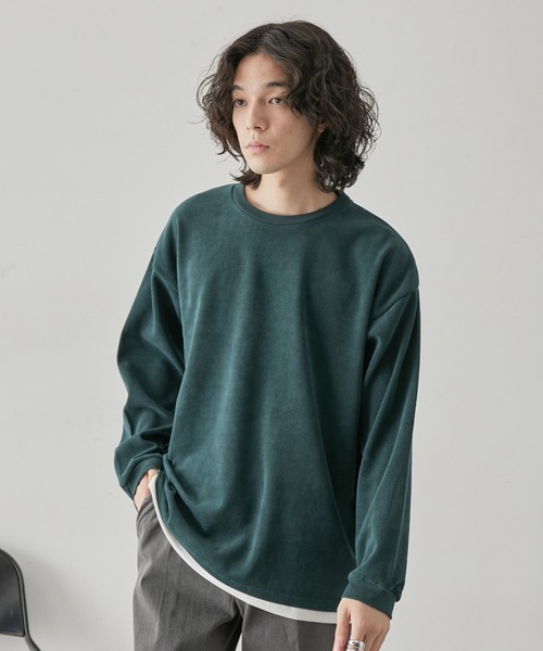 JUNRED(ジュンレッド)の「カットコールフェイクレイヤードプルオーバー(Tシャツ/カットソー・メンズ・ベージュ/オレンジ/グリーン/ブルー・L/LL/M)」の7枚目の写真