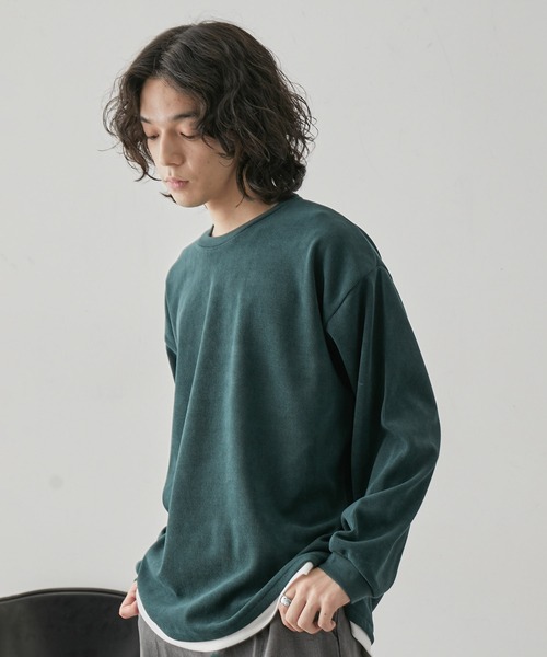 JUNRED(ジュンレッド)の「カットコールフェイクレイヤードプルオーバー(Tシャツ/カットソー・メンズ・ベージュ/オレンジ/グリーン/ブルー・L/LL/M)」の8枚目の写真