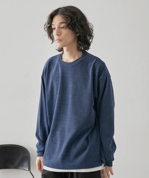 JUNRED(ジュンレッド)の「カットコールフェイクレイヤードプルオーバー(Tシャツ/カットソー・メンズ・ベージュ/オレンジ/グリーン/ブルー・L/LL/M)」の9枚目の写真