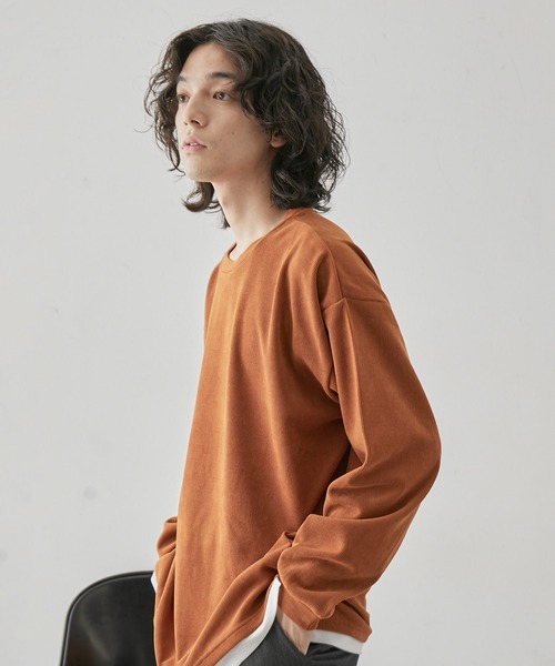 JUNRED(ジュンレッド)の「カットコールフェイクレイヤードプルオーバー(Tシャツ/カットソー・メンズ・ベージュ/オレンジ/グリーン/ブルー・L/LL/M)」の10枚目の写真