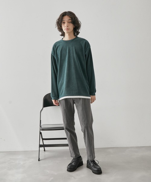JUNRED(ジュンレッド)の「カットコールフェイクレイヤードプルオーバー(Tシャツ/カットソー・メンズ・ベージュ/オレンジ/グリーン/ブルー・L/LL/M)」の13枚目の写真