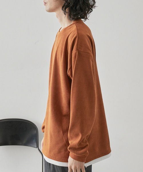JUNRED(ジュンレッド)の「カットコールフェイクレイヤードプルオーバー(Tシャツ/カットソー・メンズ・ベージュ/オレンジ/グリーン/ブルー・L/LL/M)」の19枚目の写真