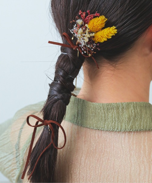 Kana（カナ）の「ドライフラワー スウェード 細リボン Ｕピン ３本セット 結婚式 お呼ばれ オケージョン（ヘアピン・レディース・ブルー/アイボリー/レッド・フリー）」の9枚目の写真